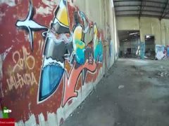 Urban sex next to a wall full of graffiti ADR055